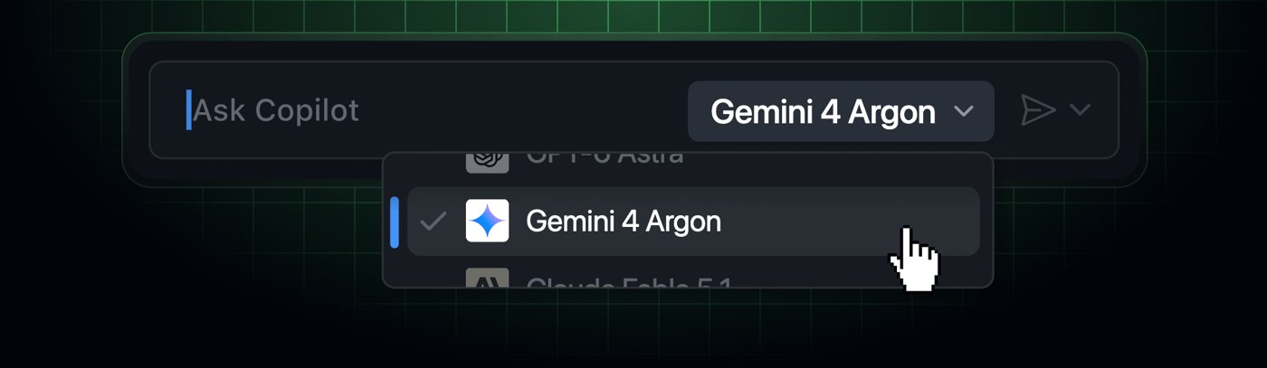 GitHub Copilot 모델 선택 메뉴의 Gemini 4 Argon